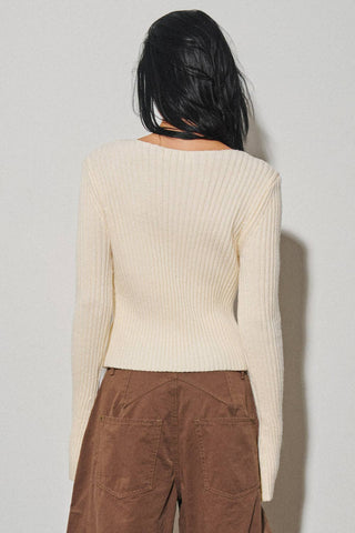 Maren Ribbed Cardigan | Ivory