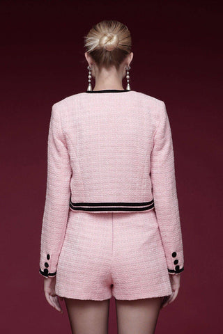 Velvet Trim Tweed Jacket