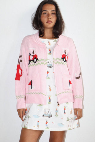 Hole In One Intarsia Zip Sweater