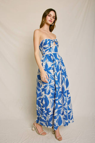 Mykonos Strapless Contrast Binding Maxi Dress – alternate angle – Into The Palms boutique