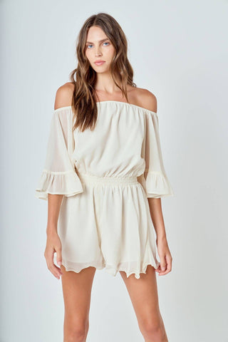 Ruffled Sleeve Romper