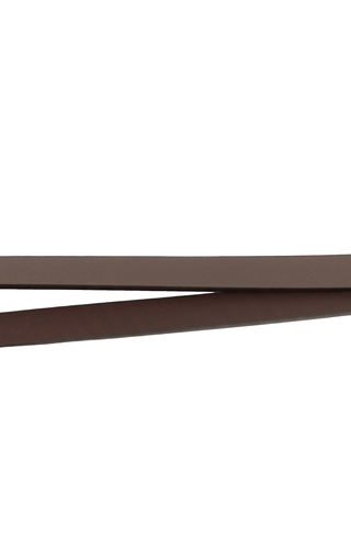 Slim Leather Belt with Bar Buckle and Minimal Gold Hardware