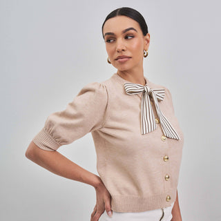 Nantucket Satin Tie Neck Cardigan