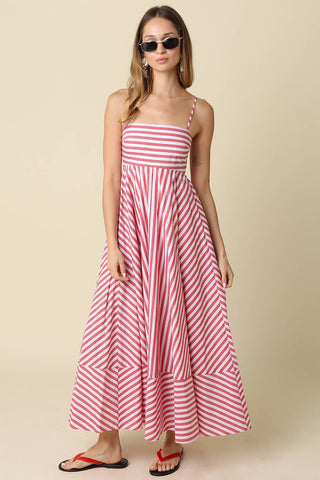 Cecily Stripe Maxi Dress – front view – Into The Palms boutique