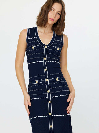 Gold Button Sleeveless Knit Dress