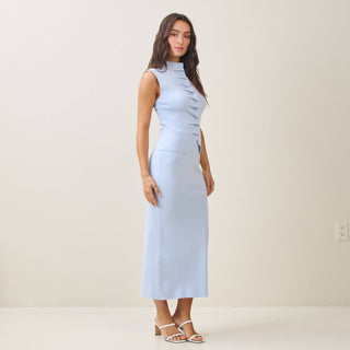 Pleated front top & skirt set