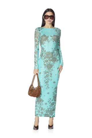 Phyll Dress - Turquoise Crochet by AFRM