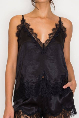 Lace Satin Camisole and Short Set