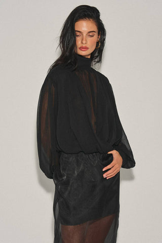 Simone Sheer Blouse | Black