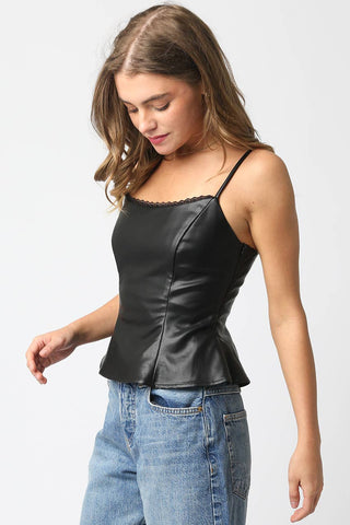 Stacy Faux Leather Peplum Top