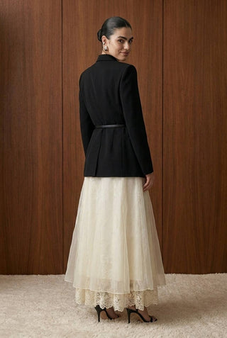 Layered Lace And Tulle Maxi Skirt
