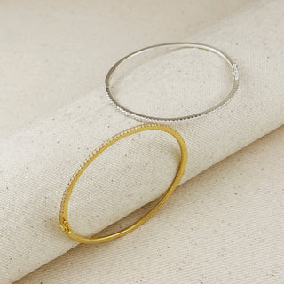 Run, Baby,Run 18k Gold Filled Thin Line Cz Bangle Bracelet
