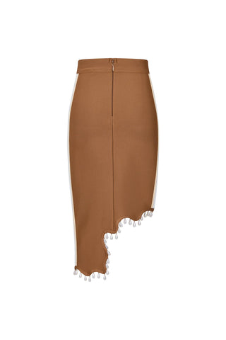 Front Row Pearl Embellished Asymmetric Midi Skirt & Top Set