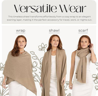 Velanio Camel 100% Cashmere Knitted Wrap