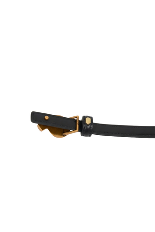 Slim Leather Belt with Knot Buckle and Polished Gold Detail