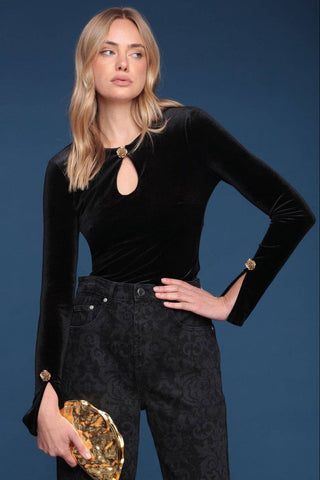 Rose Button Velvet Top