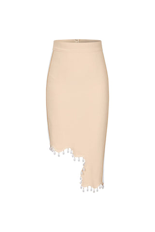 Front Row Pearl Embellished Asymmetric Midi Skirt & Top Set