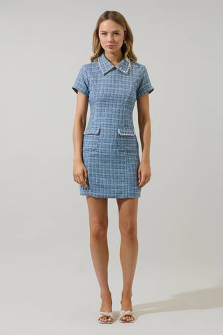 Haley Astery Tweed Collar Mini Dress