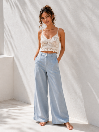 Seaside Stripe Wide-Leg Pants
