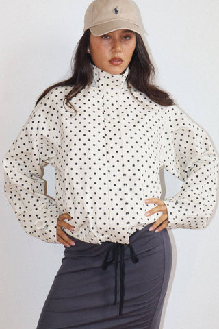 Polka Dot Zip-Up Jacket