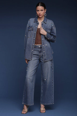 Bejeweled Denim Shirt