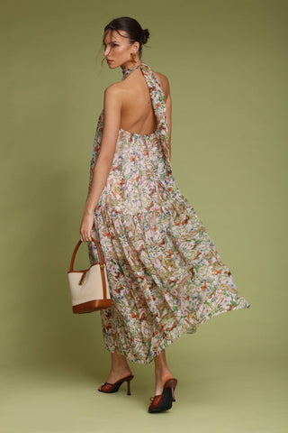 Summer Garden Halter Neck Maxi Dress