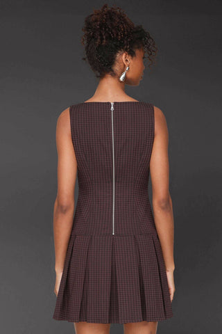 Houndstooth Pleated Mini Dress