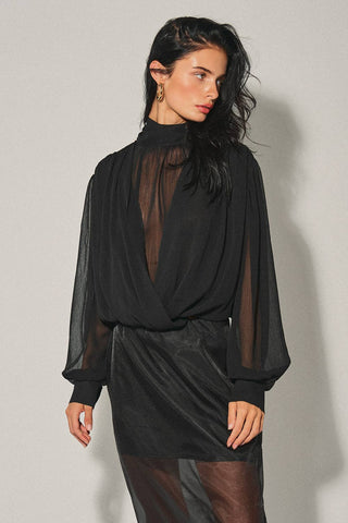 Simone Sheer Blouse | Black