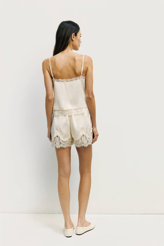 The Sera Top detail – satin lace fabric – Into The Palms