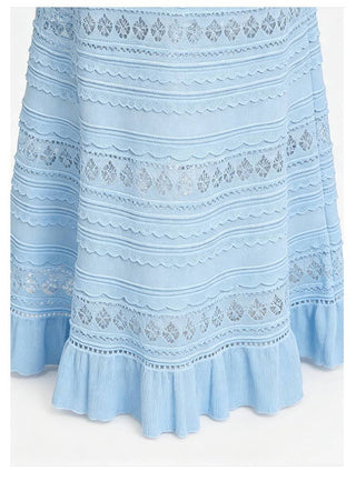 The Varenna Set - Lace Knit Cropped Top and Openwork Maxi Skirt