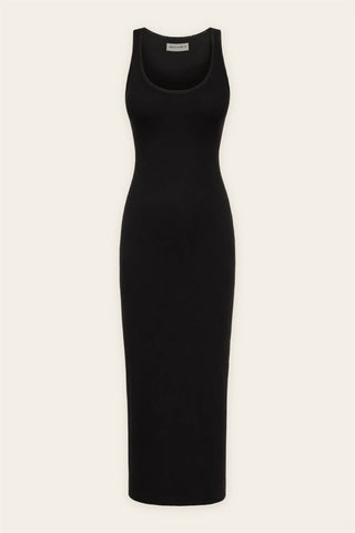 Scoop Neck Ribbed Double Layer Maxi Dress