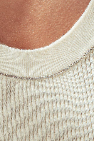 Ribbed Knit Contrast Trim Sweater Tank