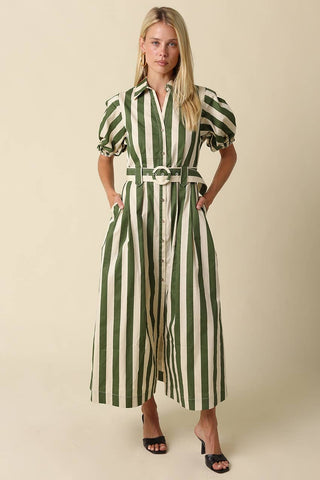 Cora Belted Stripe Maxi Dress