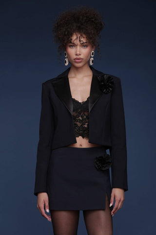 Rosette Trim Cropped Blazer