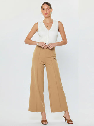 Ponte Flared Pintucked Pants