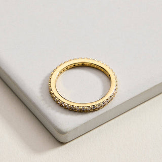 18K Gold Filled CZ Eternity Band Look Ring | Dainty Stackable Diamond Look Ring