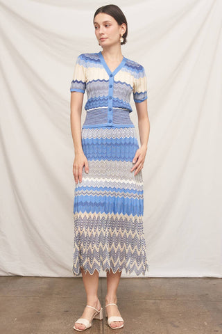 Bellagio Blue Sky Chevron Pointelle Knit Set