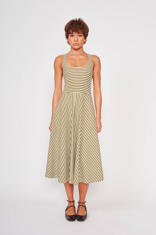 Audrey Dress - Basil  Stripe