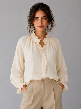 Eloise Textured Ruffle Collar Blouse