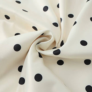 Ivory Polka Dot High Waist Satin A-Line Maxi Skirt