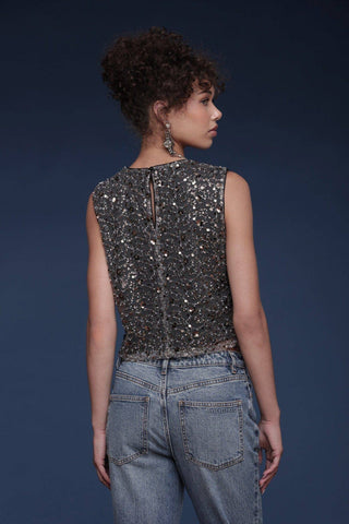Sequin Mesh Crop Top