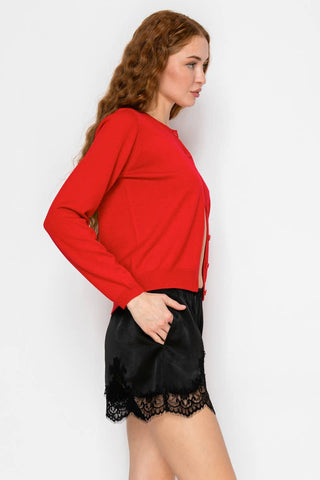 Satin Lace Trim Lounge Shorts