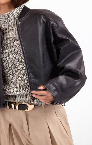 Academy Faux Leather Bomber